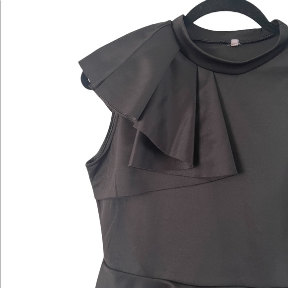 Womens Dress Sz Large Black Peplum Bodycon - Picture 5 of 5